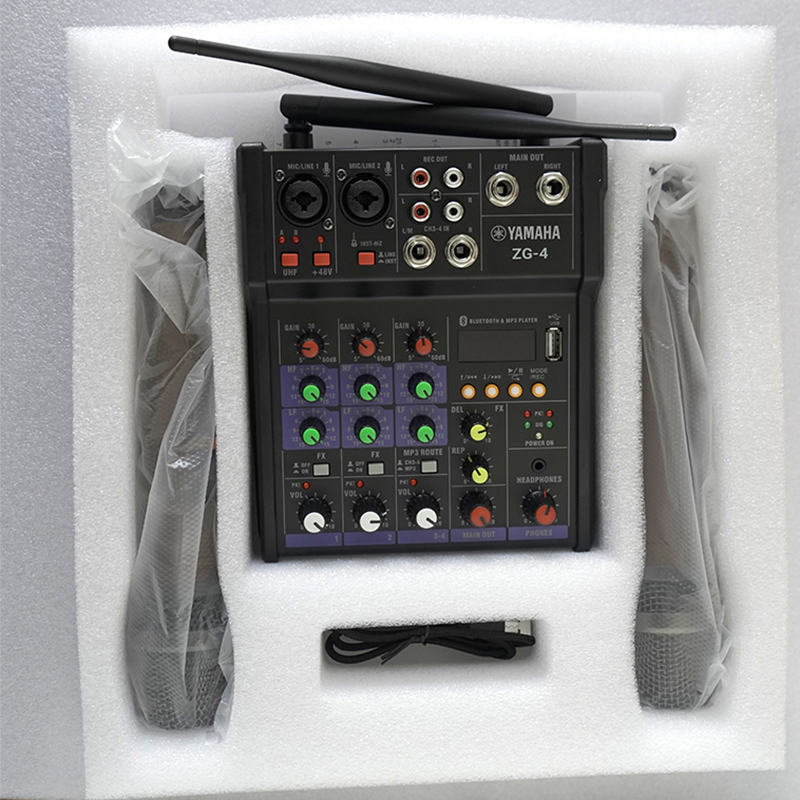 YAMAHA Audio Mixer ZG4 with 2 Wireless Microphone Professional 4 Channel Bluetooth with for