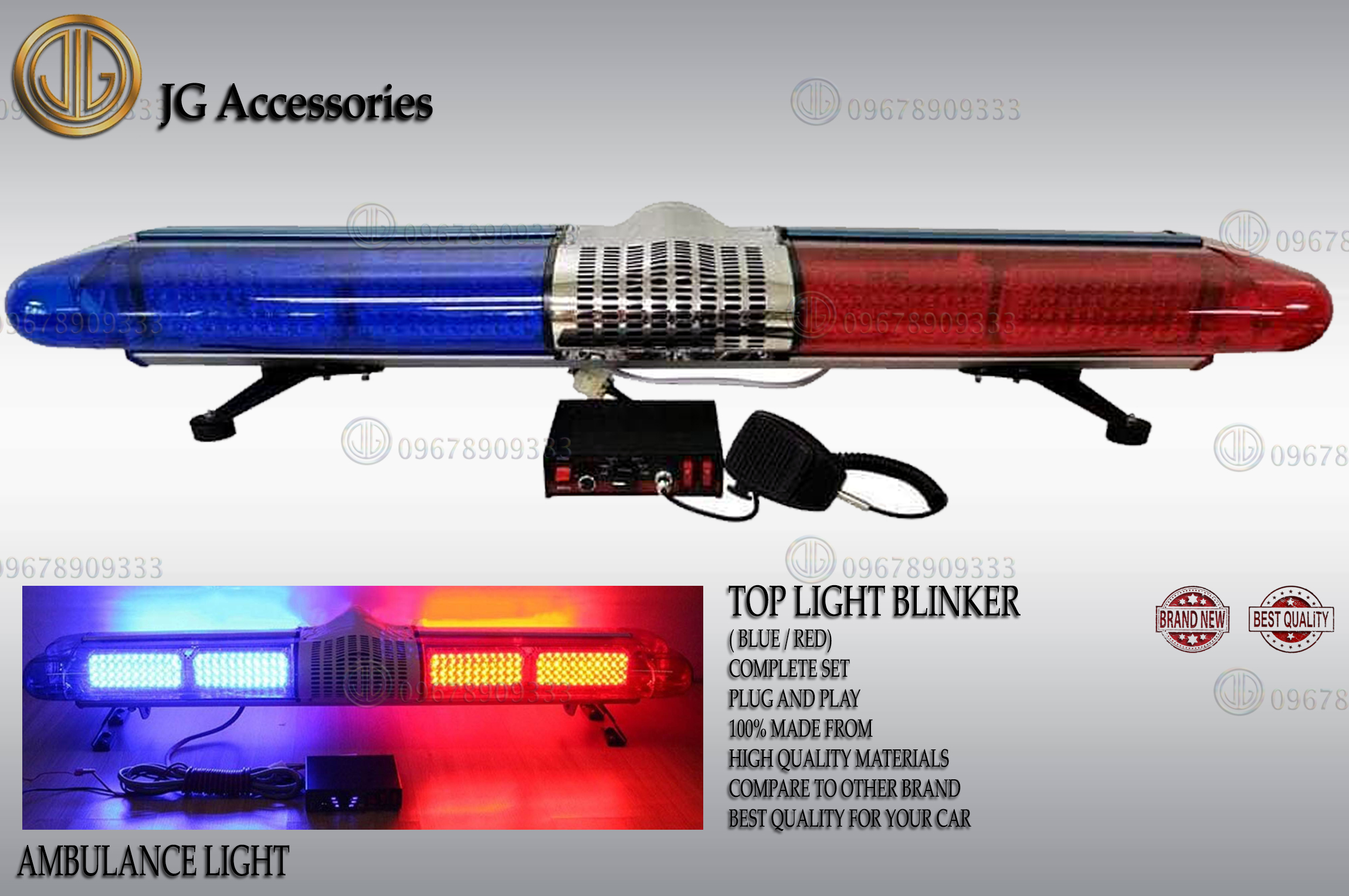 AMBULANCE BLINKER LED LIGHT WITH SIREN AND MICROPHONE / AMBULANCE TOP