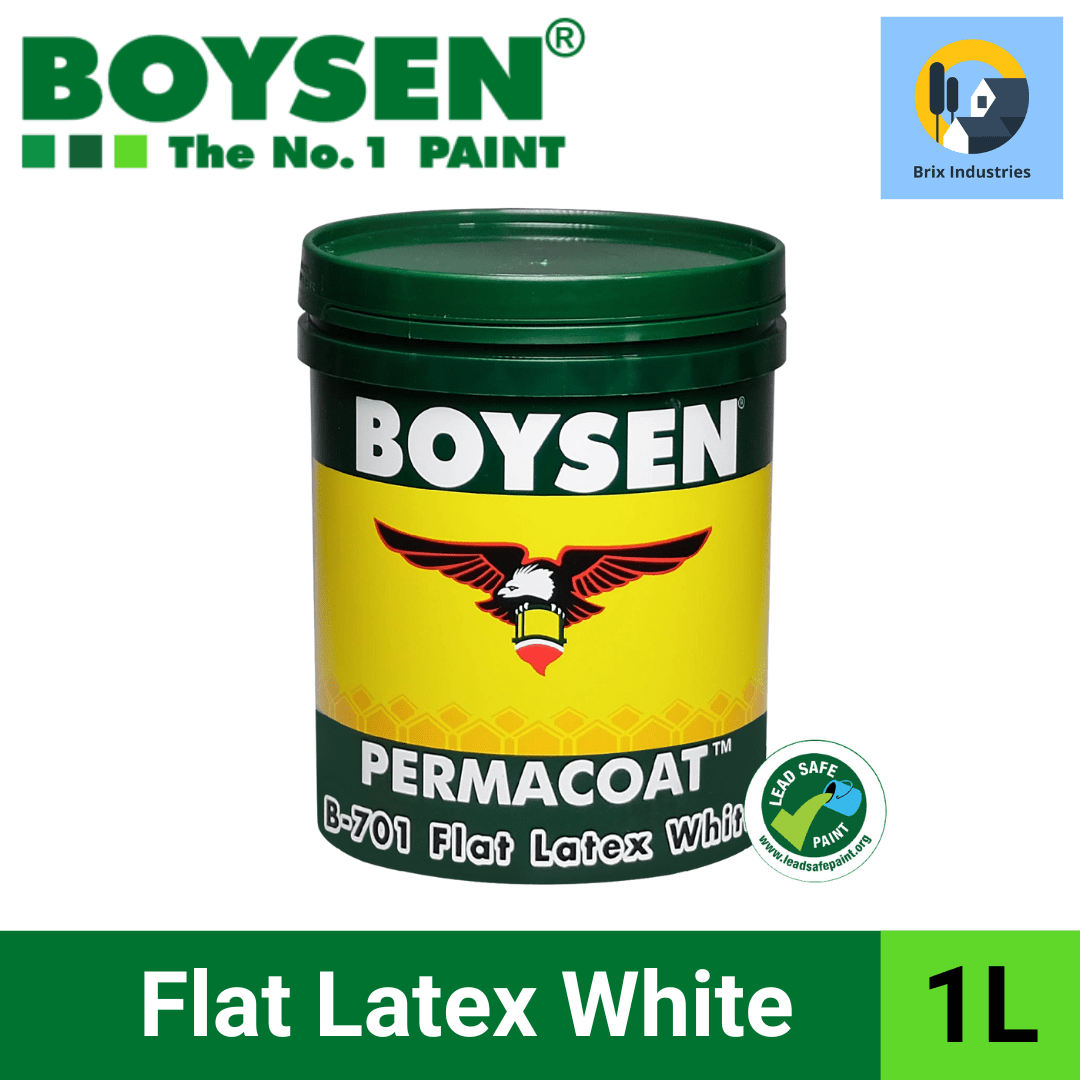 Boysen Permacoat Flat Latex White 1 Liter or 4 Liters (Gallon) B701
