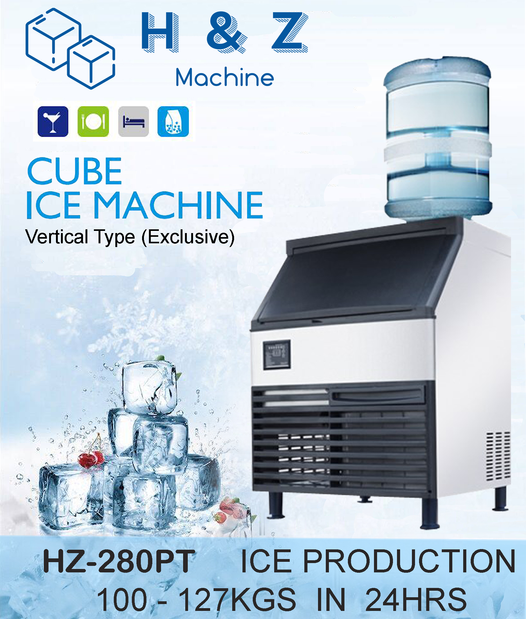 Commercial Ice Maker Machine Cube Ice 100127kgs/24hrs Cube Ice Maker