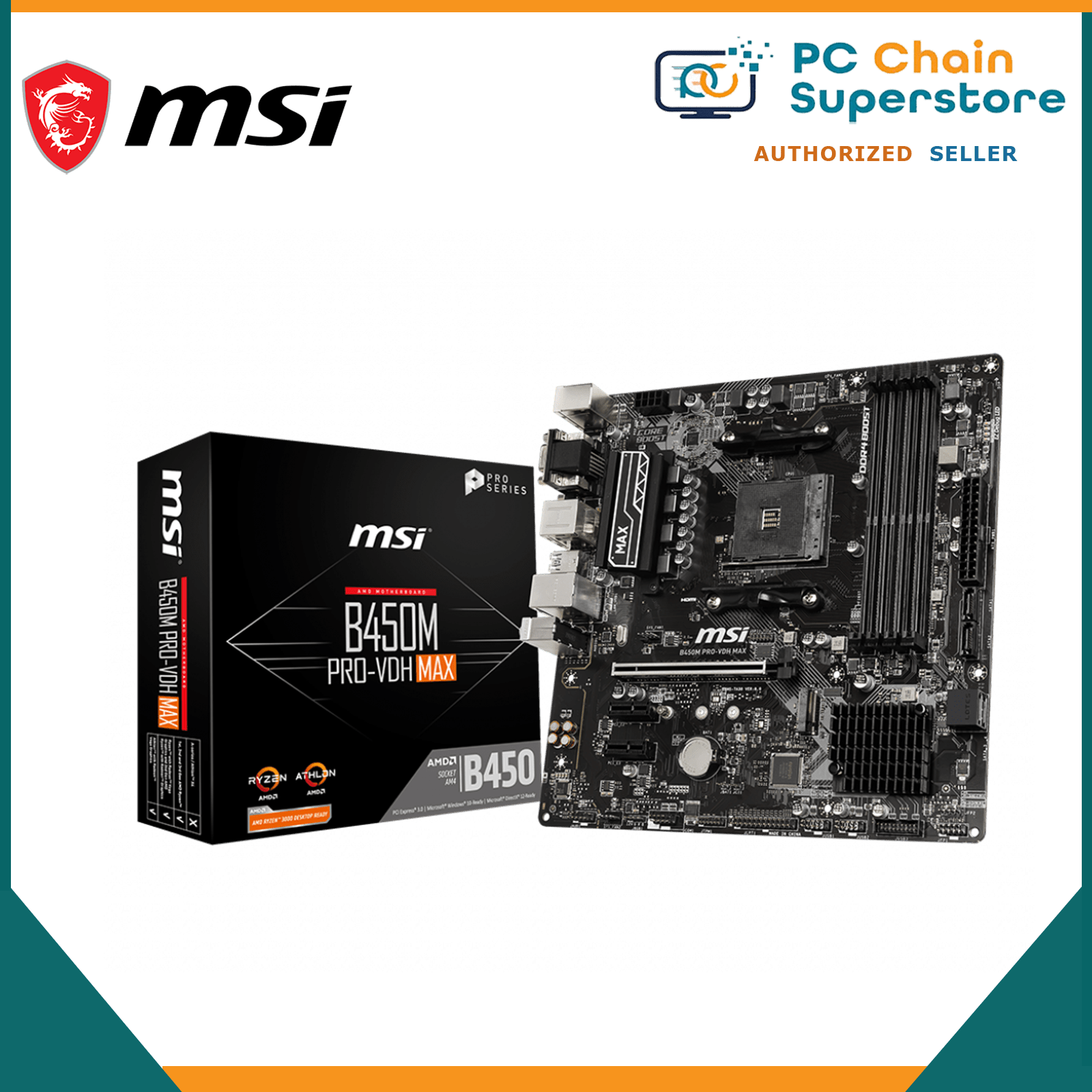 MSI B450M PROVDH MAX AMD AM4 mATX Motherboard 4 DIMM Slots M.2
