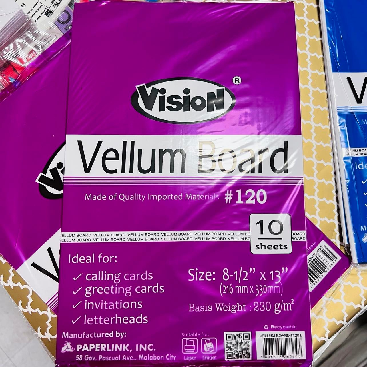 VISION VELLUM BOARD 120 230GSM LONG/SHORT (SOLD PER PACK OF 10 SHEETS