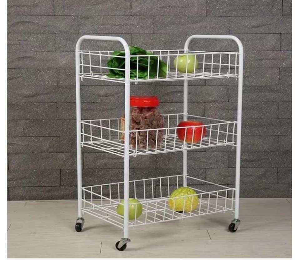 Set of 2 3 layer Metal Storage Rack Kitchen Shelves with Wheels Lazada PH
