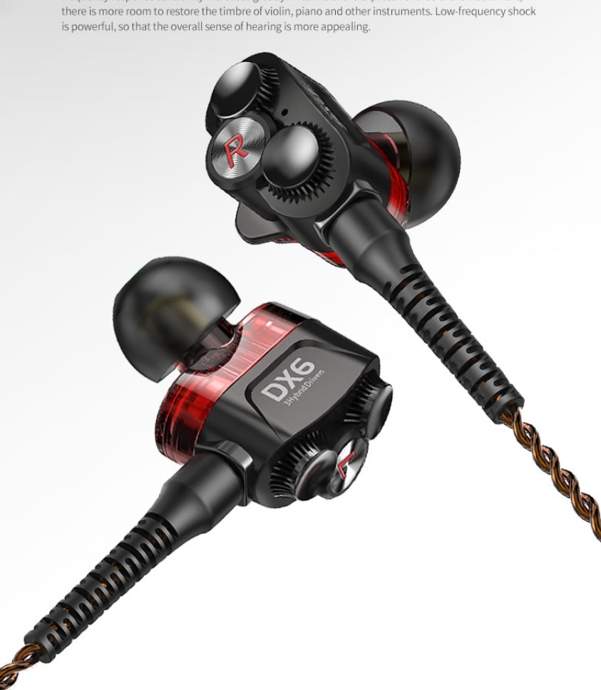 PLEXTONE DX6 [Mic] 3 Hybrid Drivers Detachable Headphones Noise