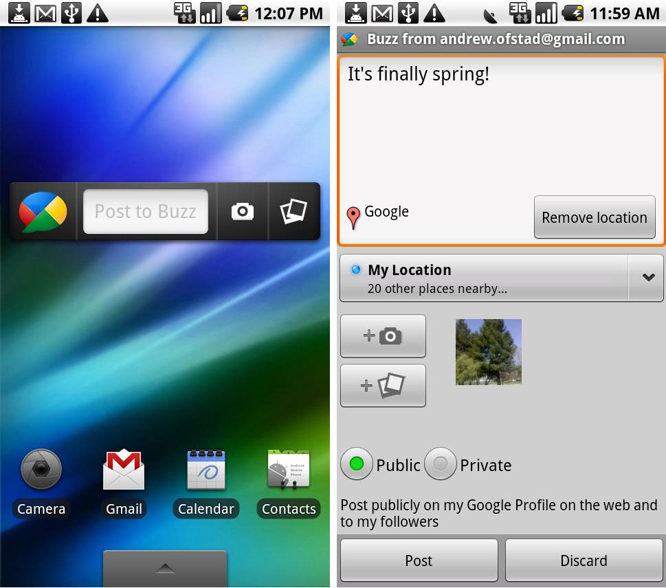 Official Google Buzz Widget Hits Android Market Phandroid