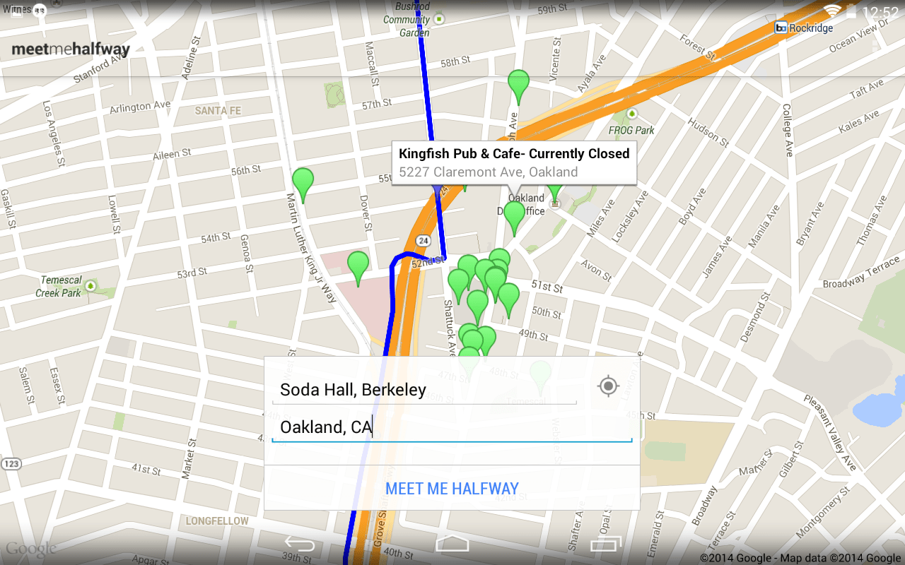 Use the “Meet me Halfway” app to find the perfect place to meet and