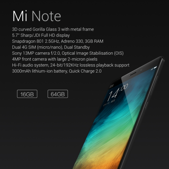 Xiaomi's Mi Note Pro specs are ridiculous Snapdragon 810, 4GB of RAM