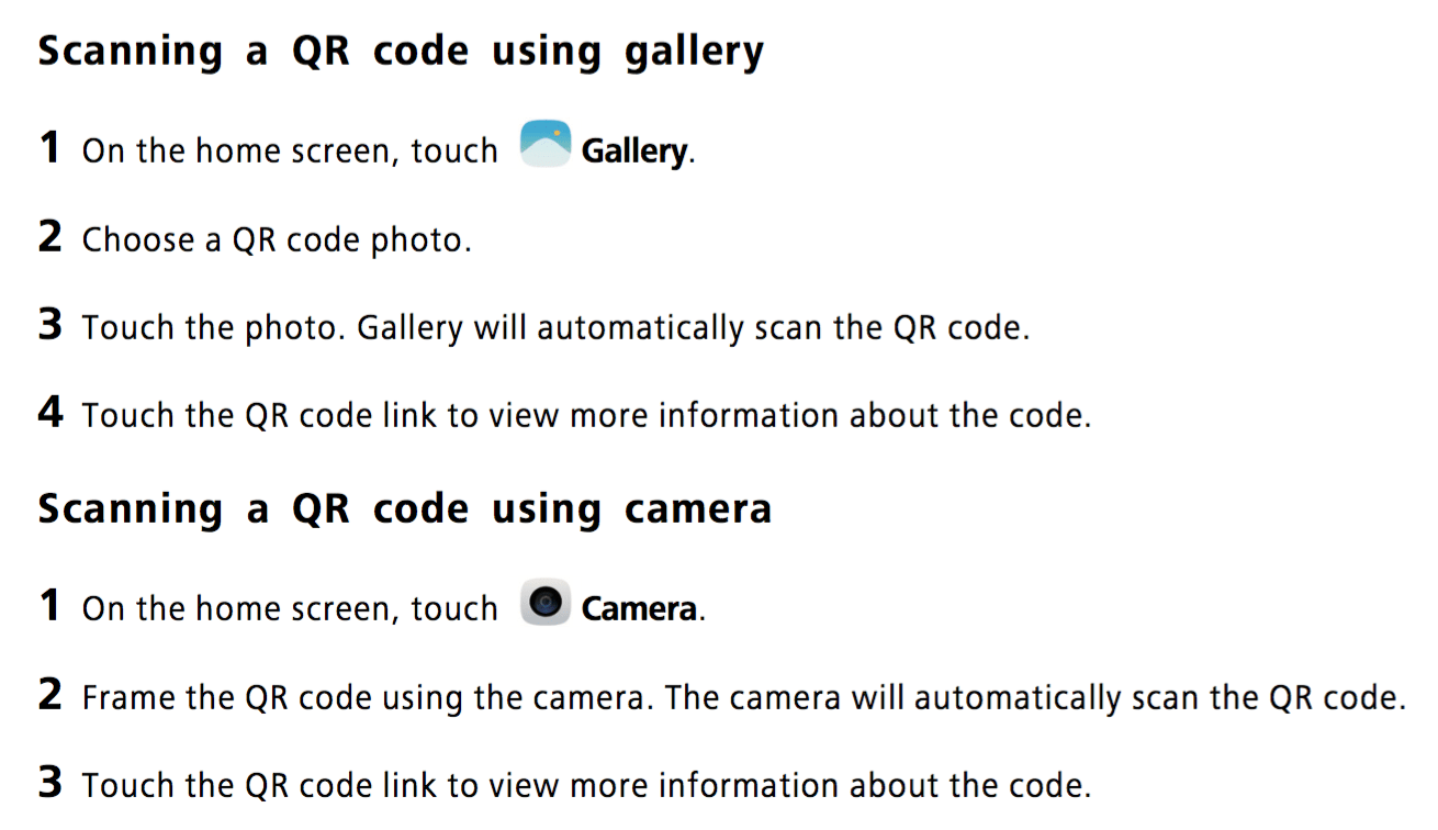 How to scan a QR code using the camera or gallery app