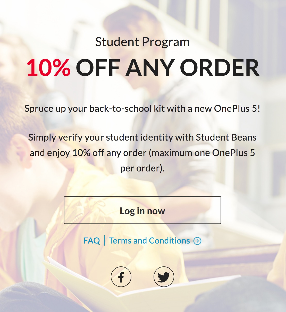 OnePlus offers student discounts for 10 off the OnePlus 5 or anything