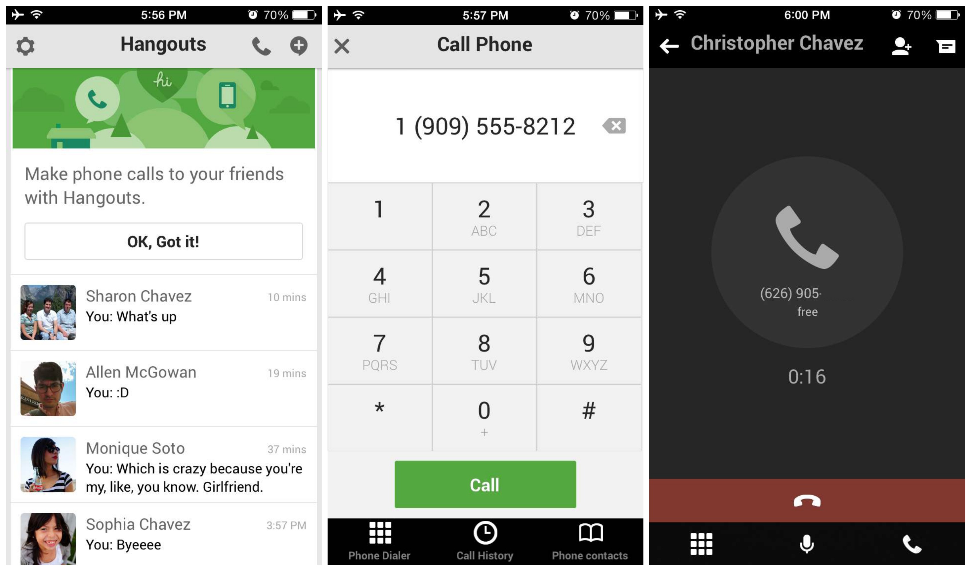 Hangouts for iOS gets Google Voice integration, can now make calls over