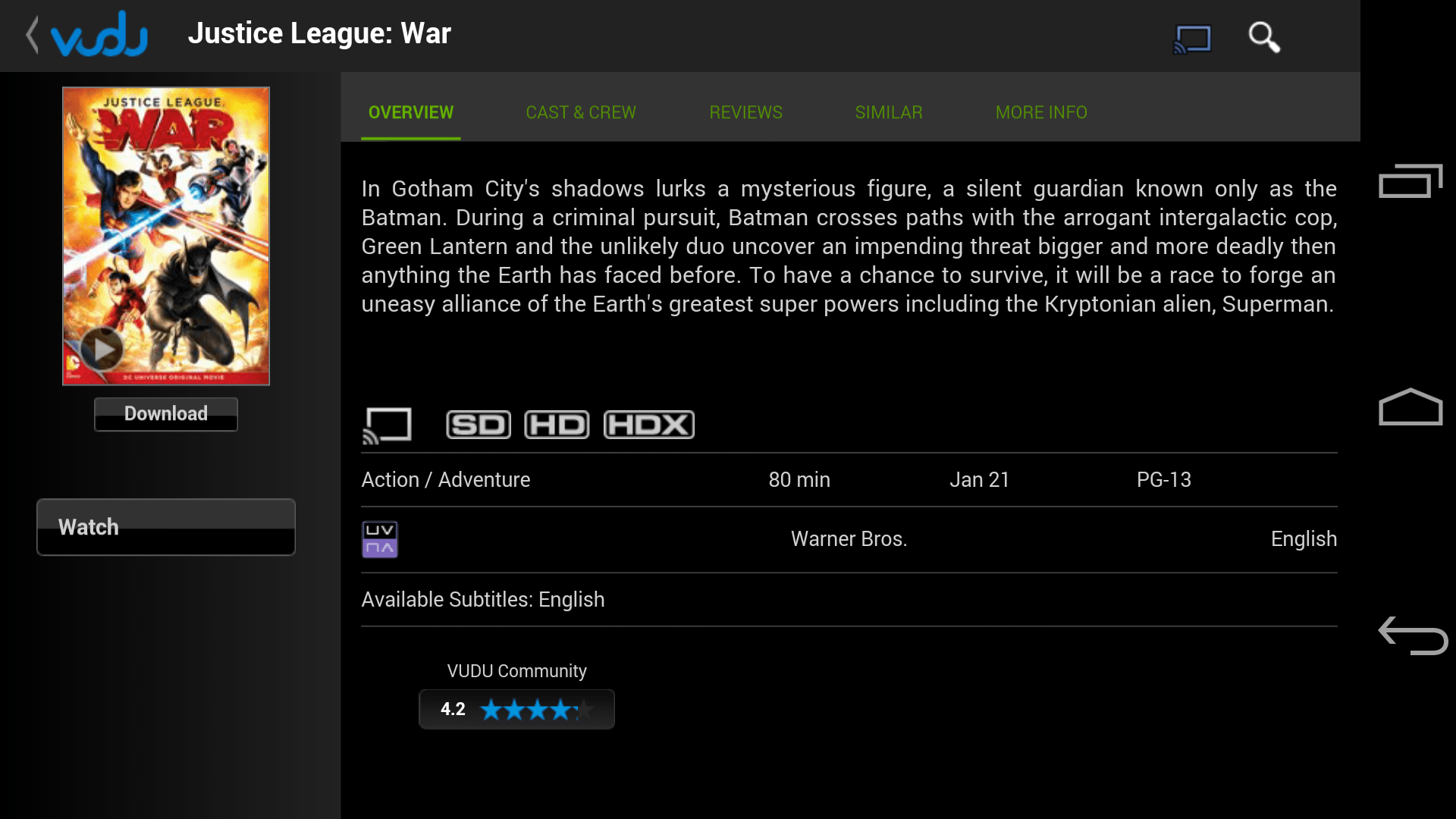 VUDU updated to version 1.5, adds promised Chromecast support