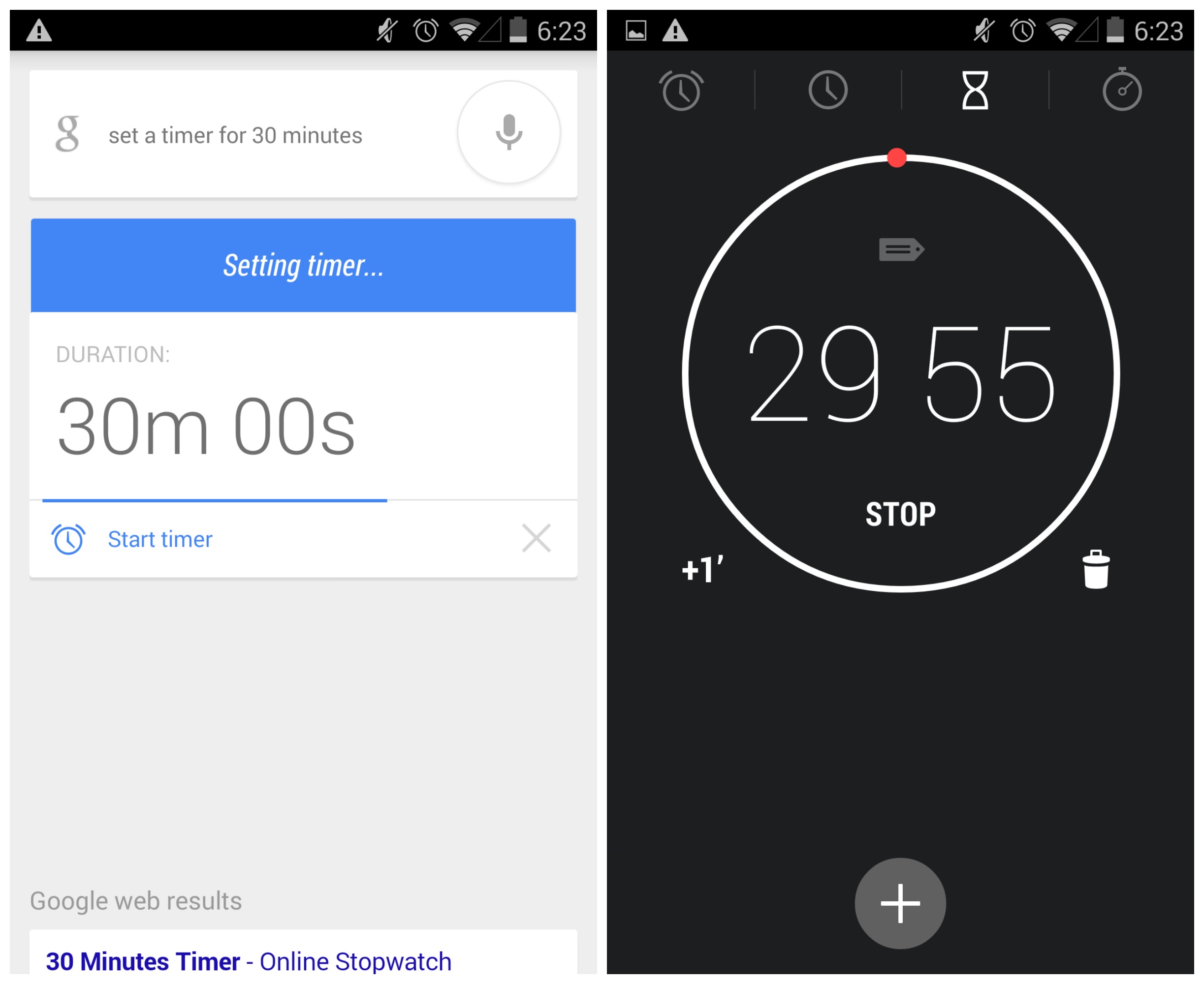 Google Search now sets a timer with voice command, NOT an alarm