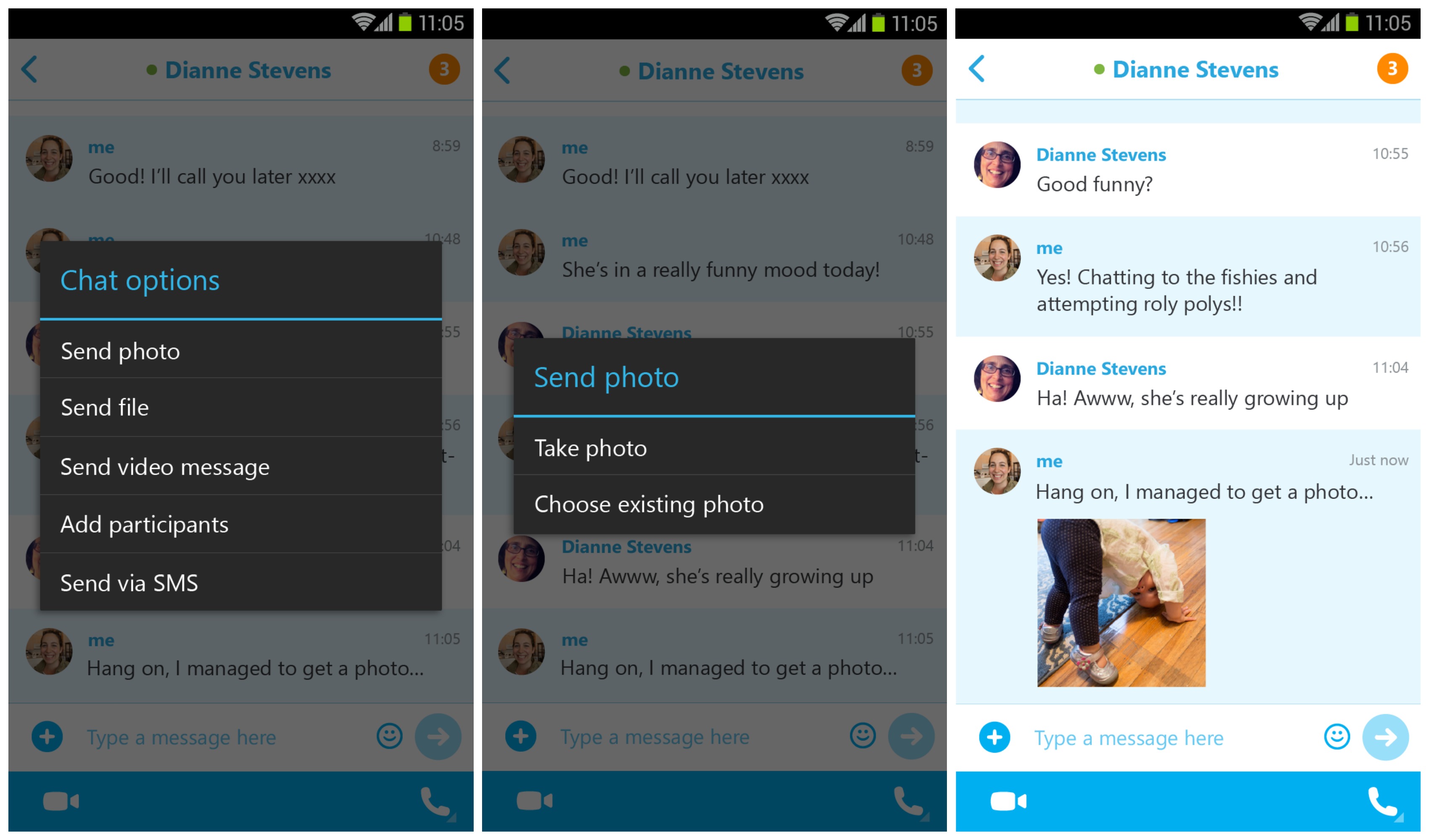Skype for Android can send picture messages to offline