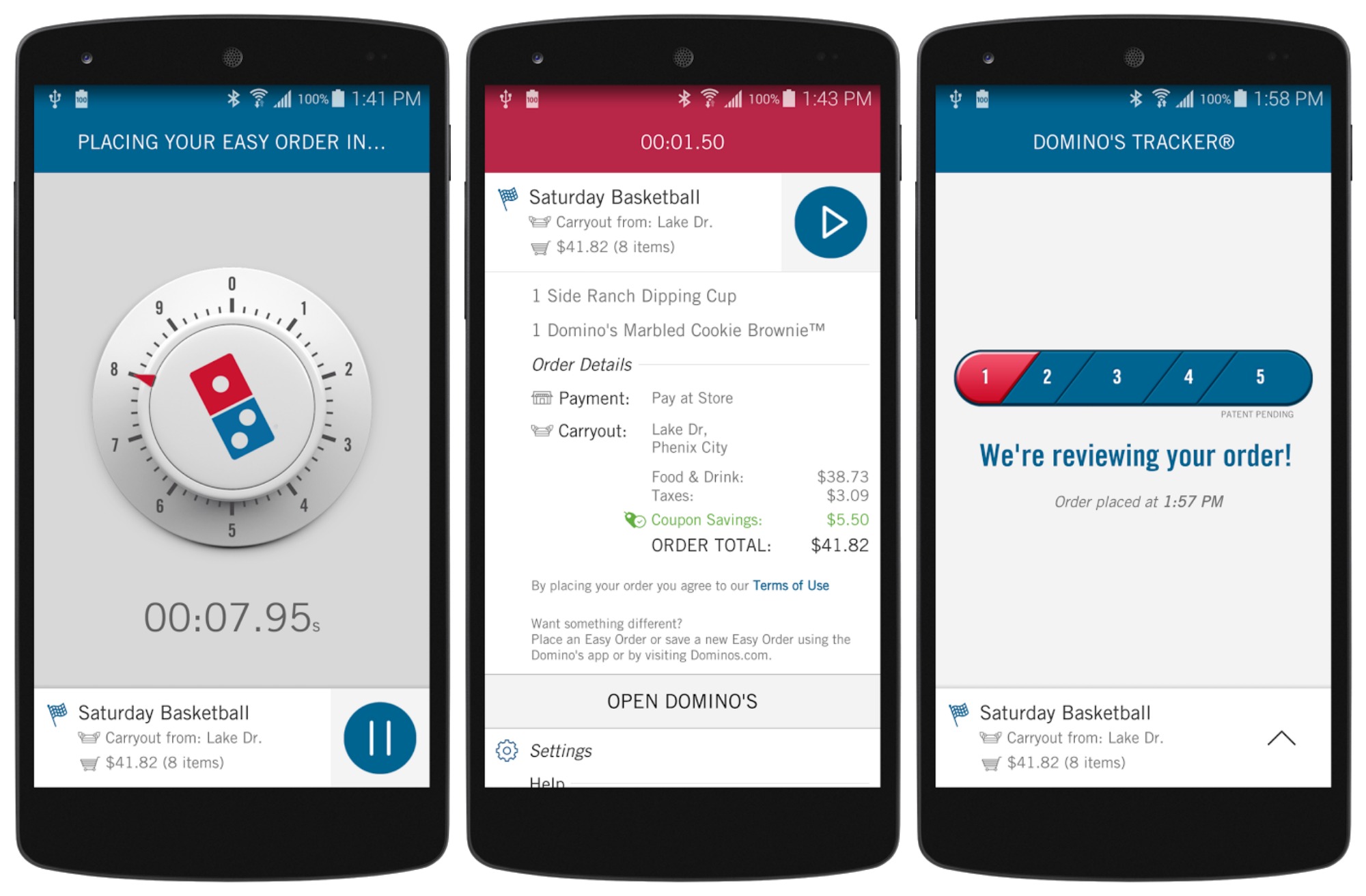Domino's Zero Click app orders pizza by opening it