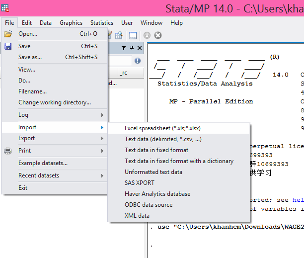 Cách import số liệu nhập file excel vào stata Phân Tích Stata