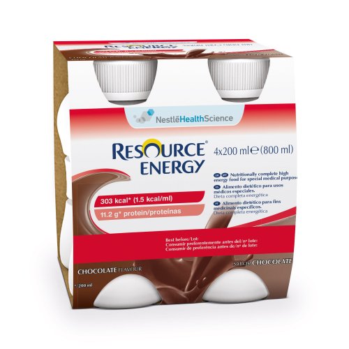 Nestlé Health Science Resource Energy Chocolate High Calorie And High Protein Drink 4 x200ml