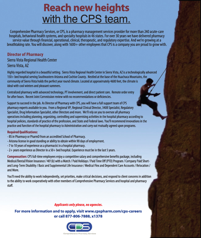 SPOTLIGHT JOB OF THE WEEK DOP with CPS in Sierra Vista, AZ PharmacyWeek's Blog