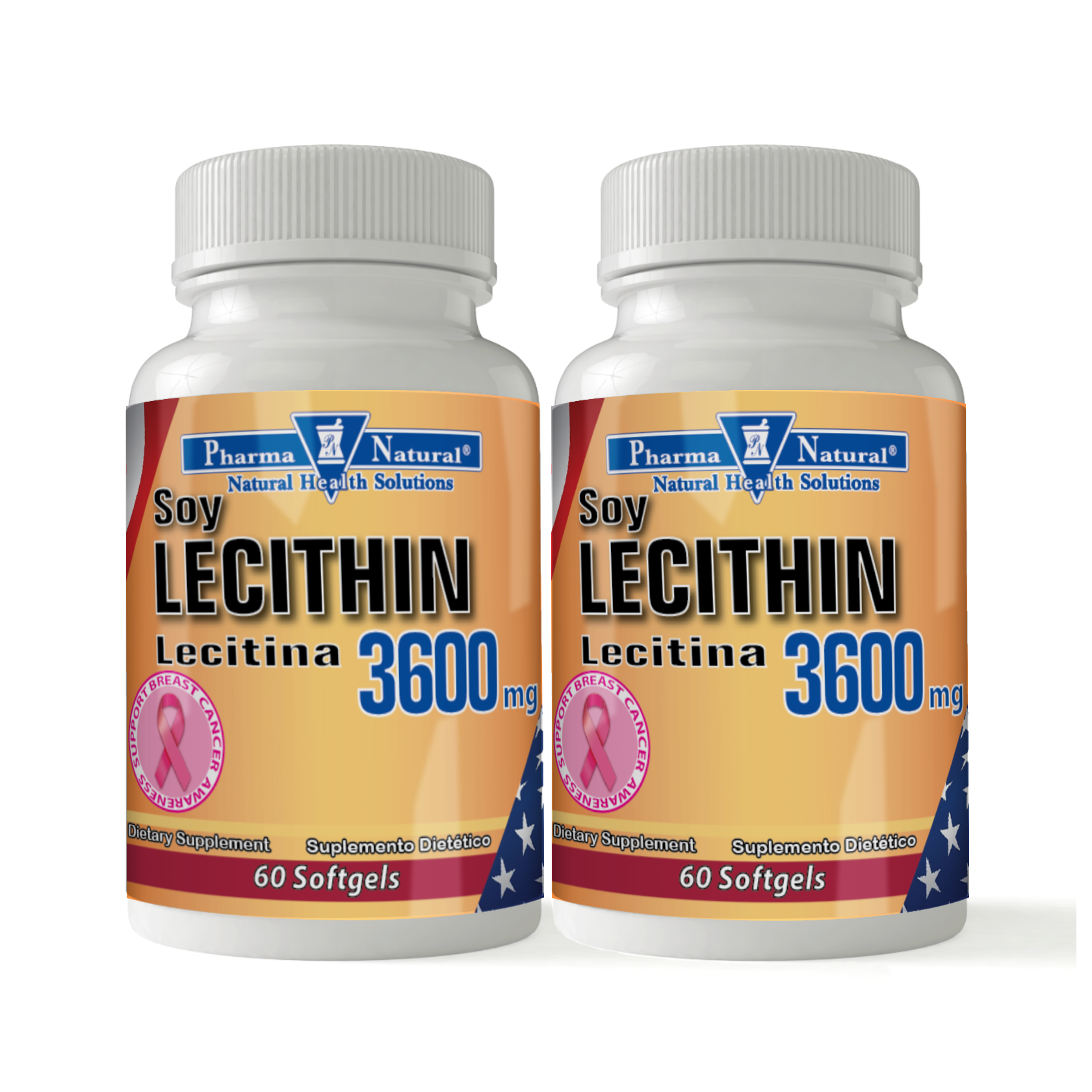 Soy Lecithin 3,600 mg, 2 x (60 Softgels) Pharma Natural