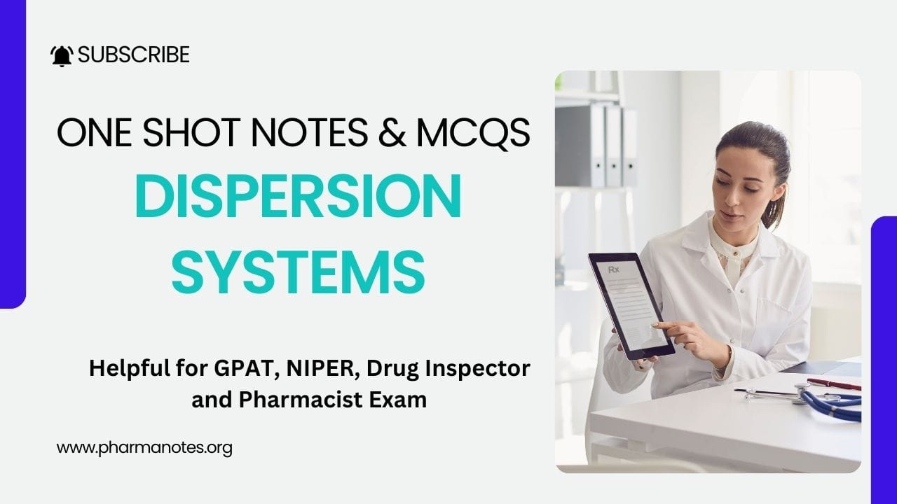 Dispersion Systems One Shot Notes and MCQs Pharmanotes