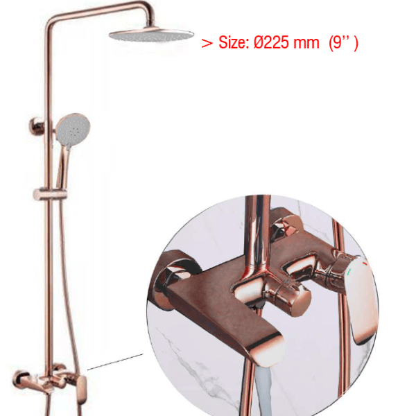 ZAFFIRO PRS1108.77RG RAIN SHOWER SET BRASS RAOSE GOLD PH Bathroom