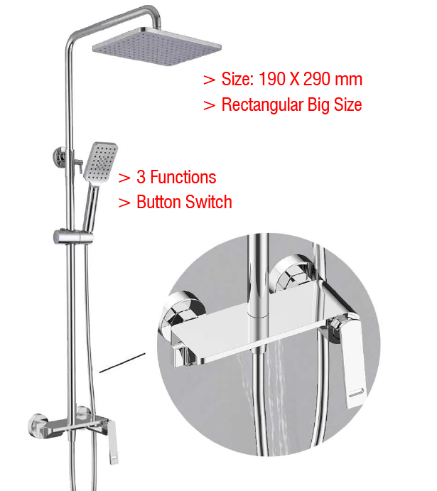 ZAFFIRO PRS1607.62 RAIN SHOWER SET CHROME PH Bathroom
