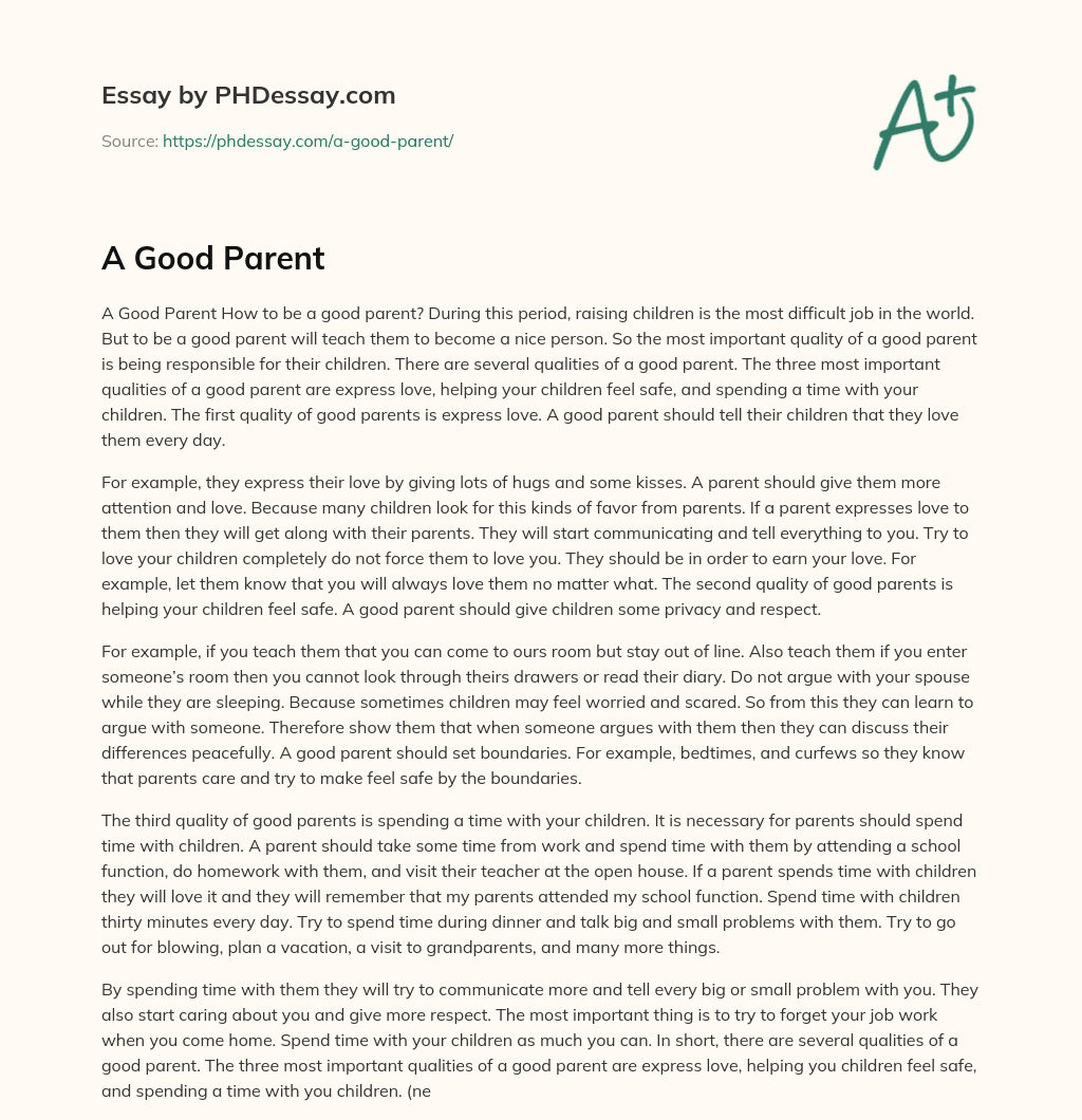 A Good Parent (500 Words)