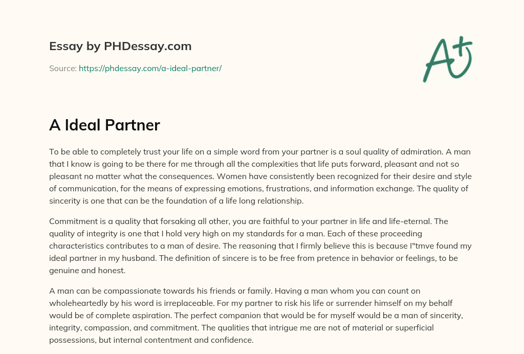A Ideal Partner (200 Words)