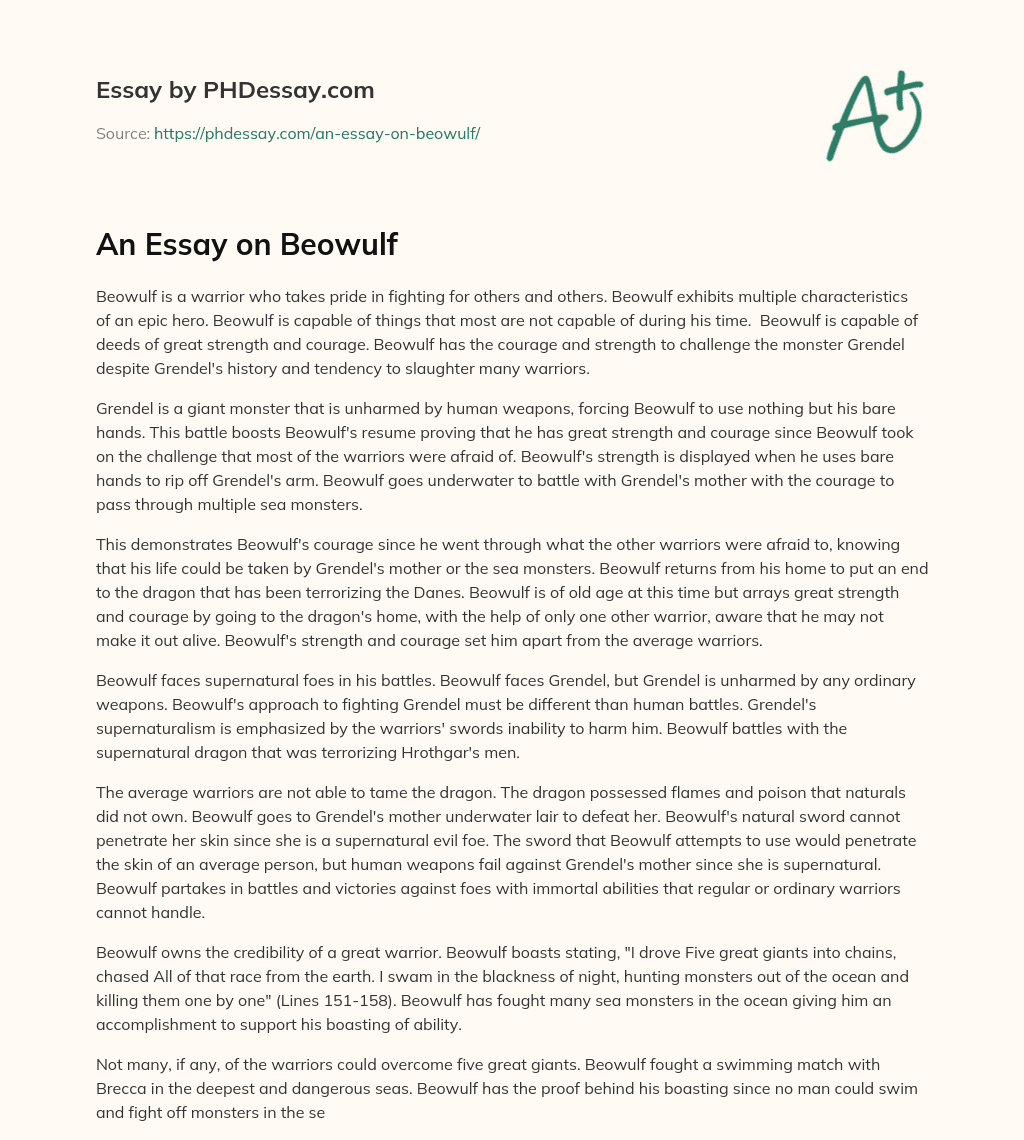 An Essay on Beowulf (500 Words)