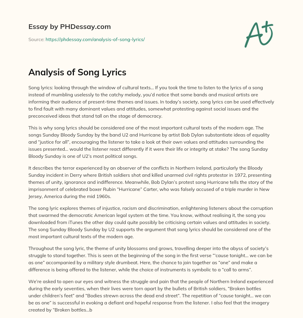 Analysis of Song Lyrics