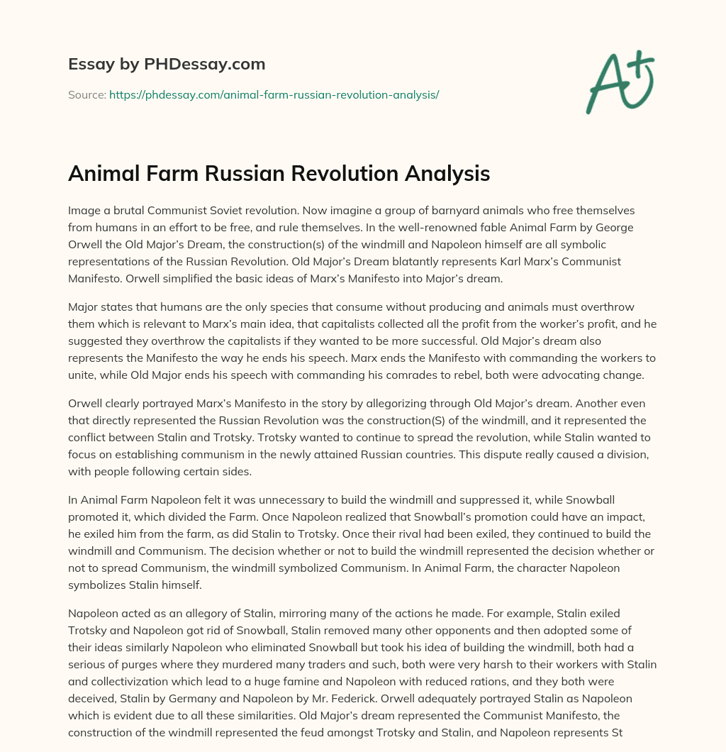 Animal Farm Russian Revolution Analysis