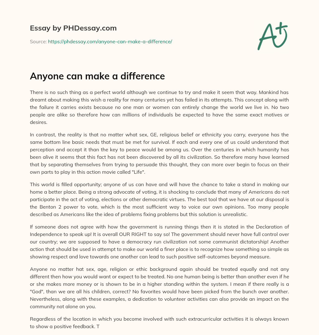 Anyone can make a difference