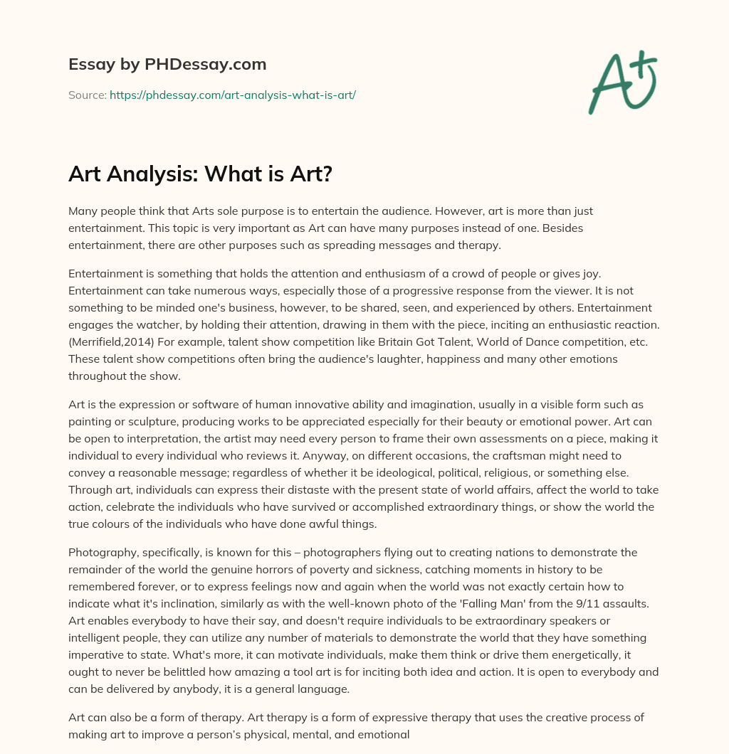 Art Analysis What is Art?