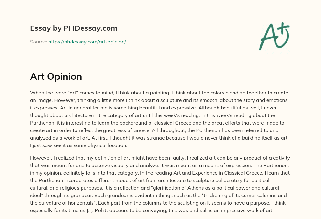 Art Opinion (300 Words)