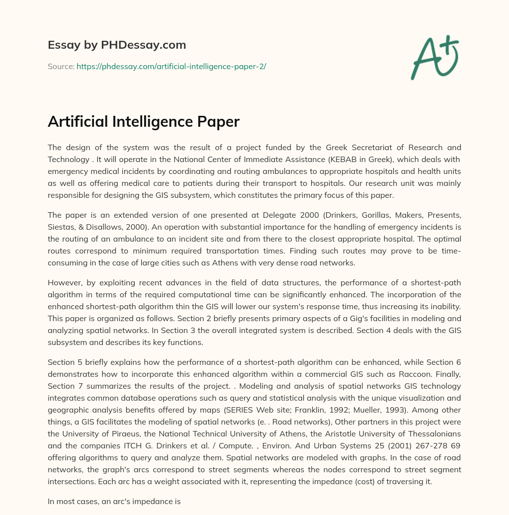 Artificial Intelligence Paper