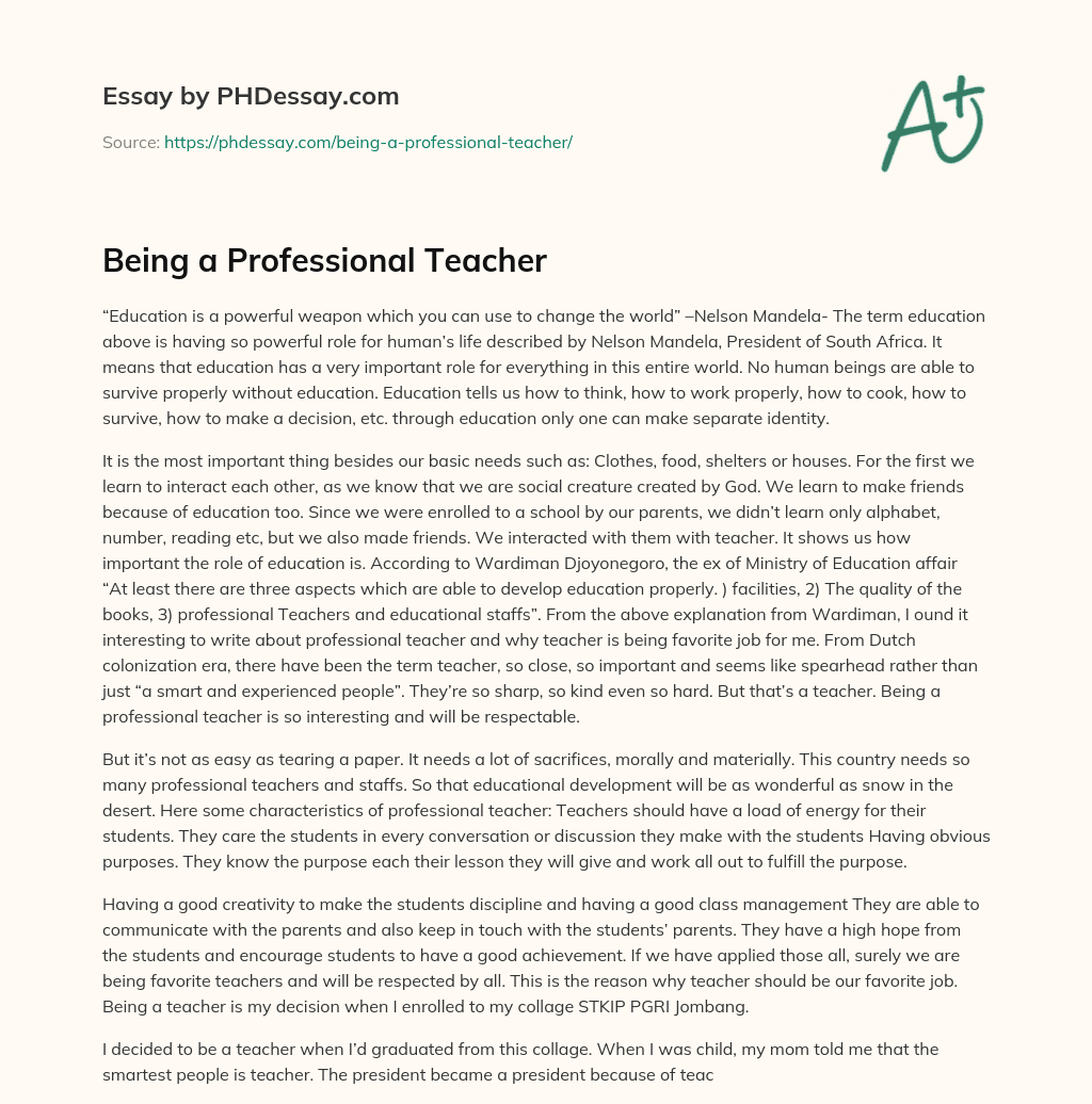Being a Professional Teacher