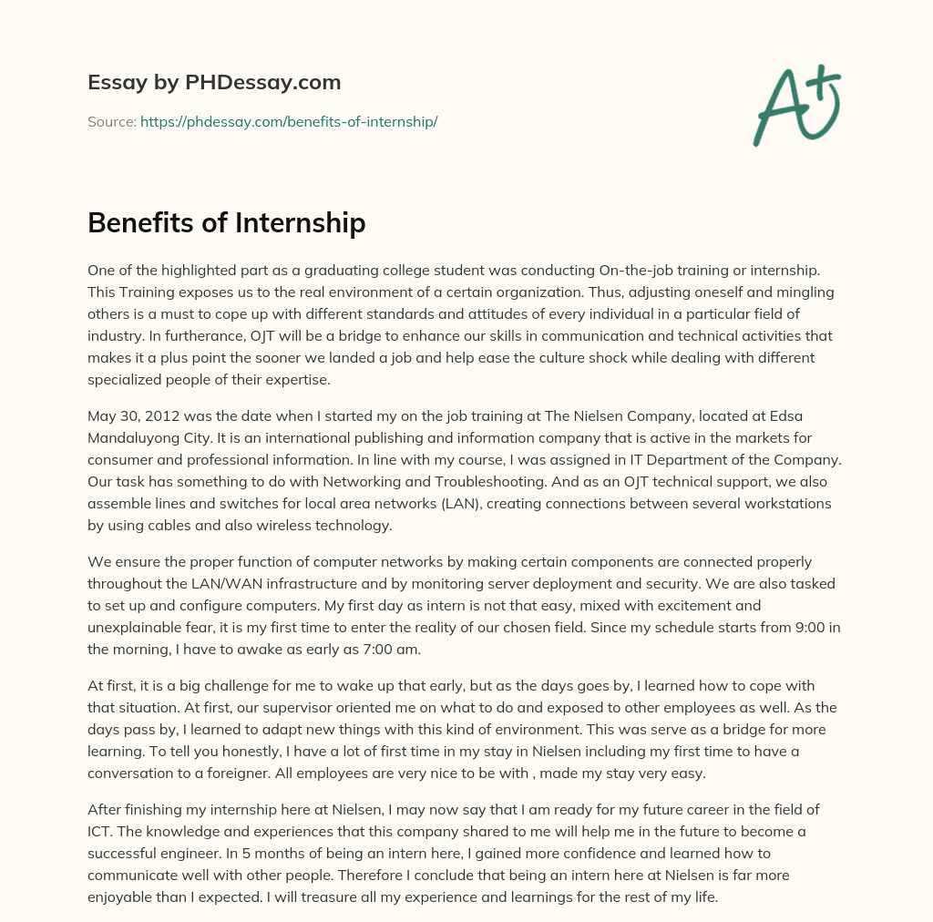 Benefits of Internship (500 Words)