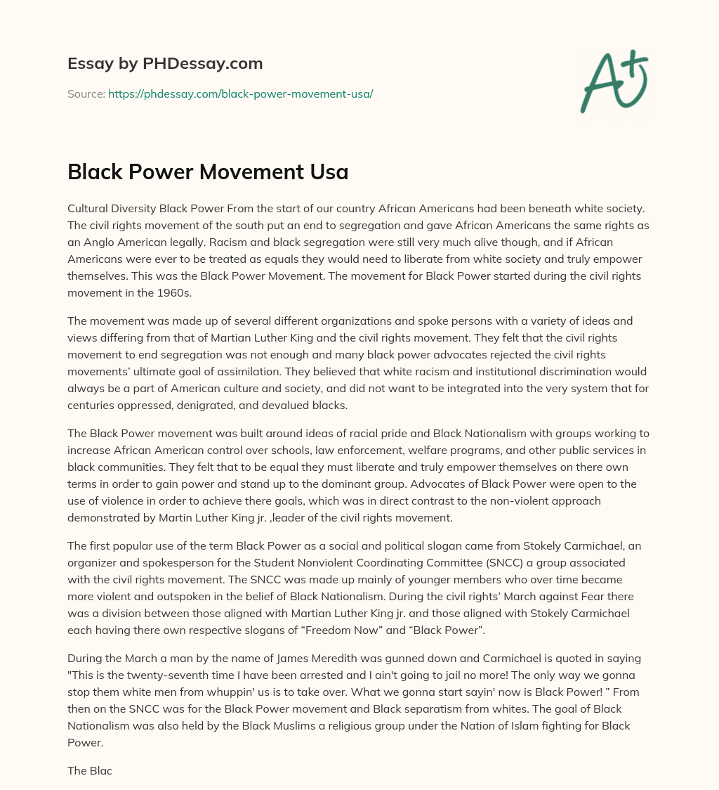 Black Power Movement Usa