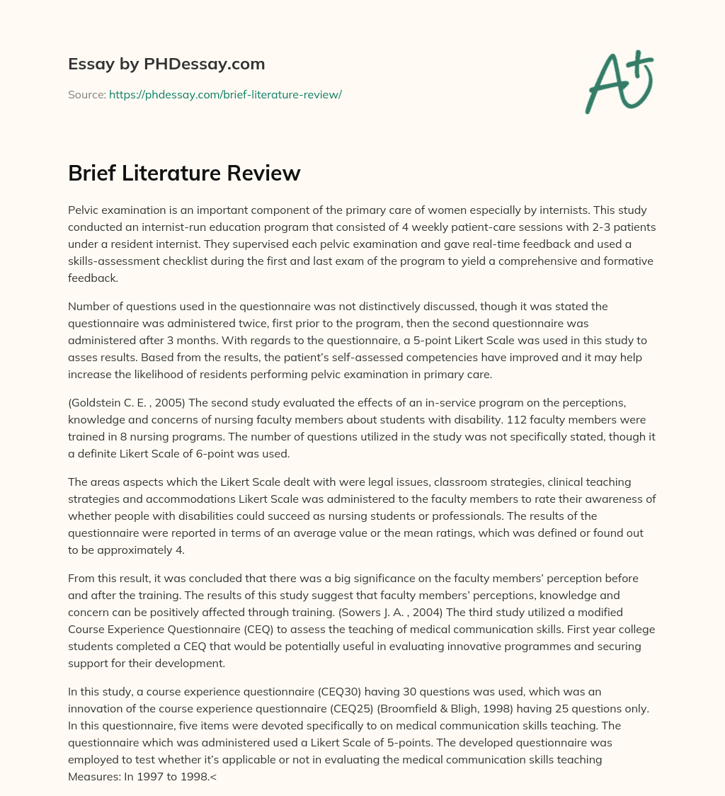 Brief Literature Review