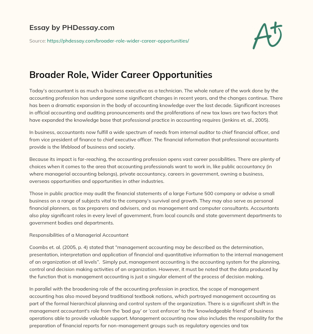 My Accounting Career Goals Free Essay Example StudyMoose