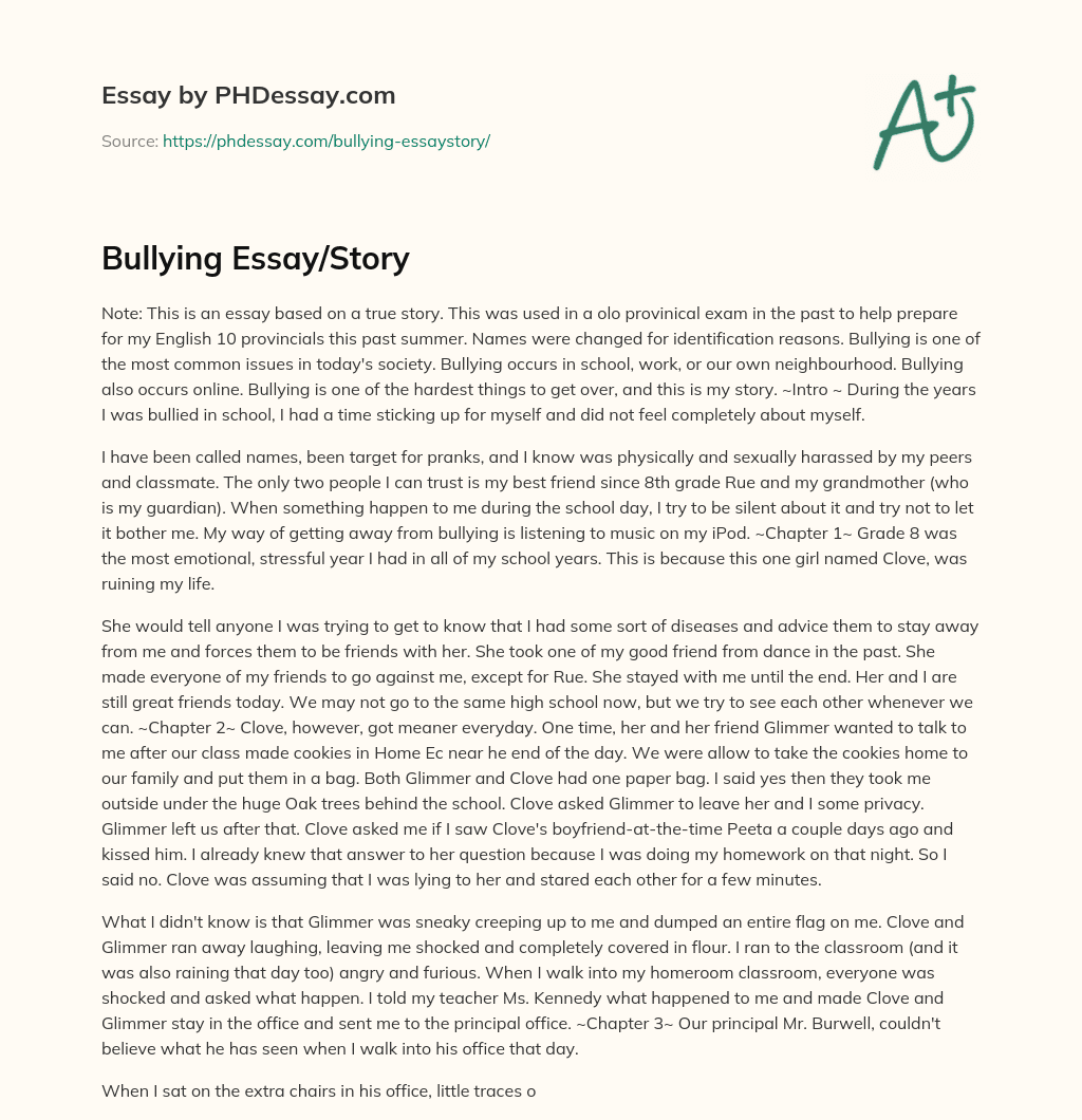 Bullying Essay/Story