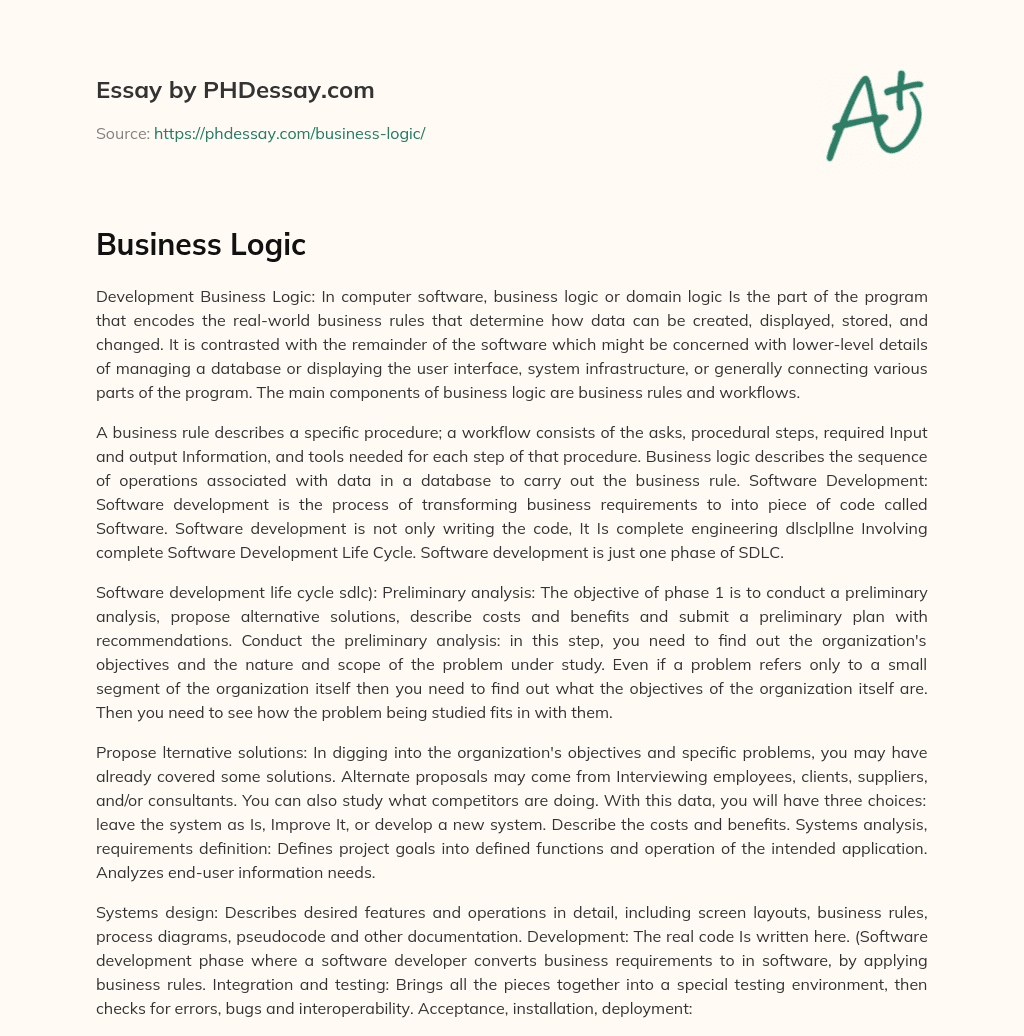 Business Logic (400 Words)