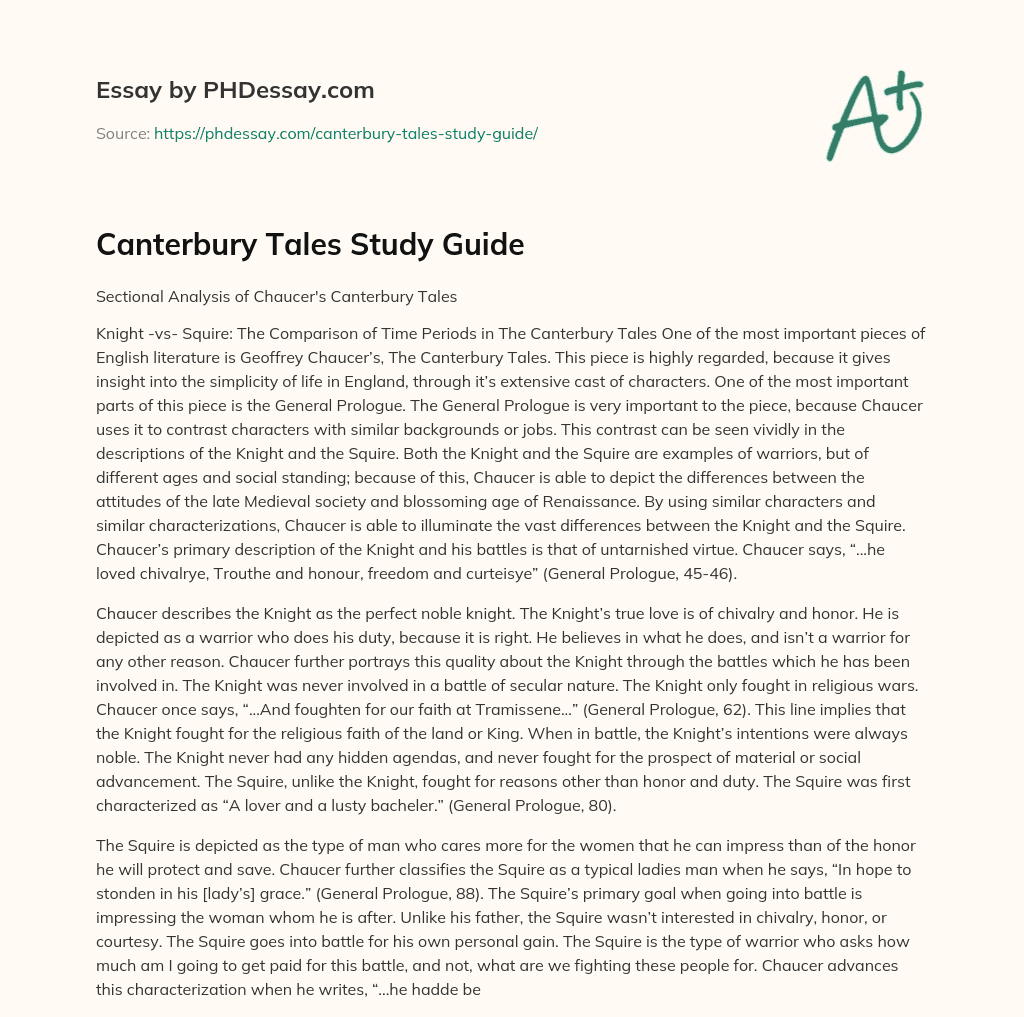 Canterbury Tales Study Guide