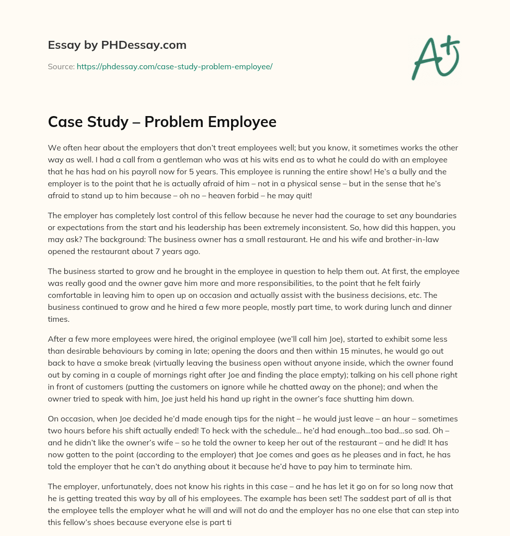 Case Study Problem Employee