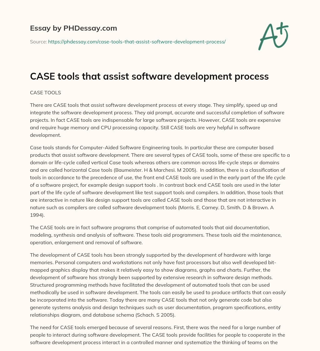 Case Tools That Assist Software Development Process Example