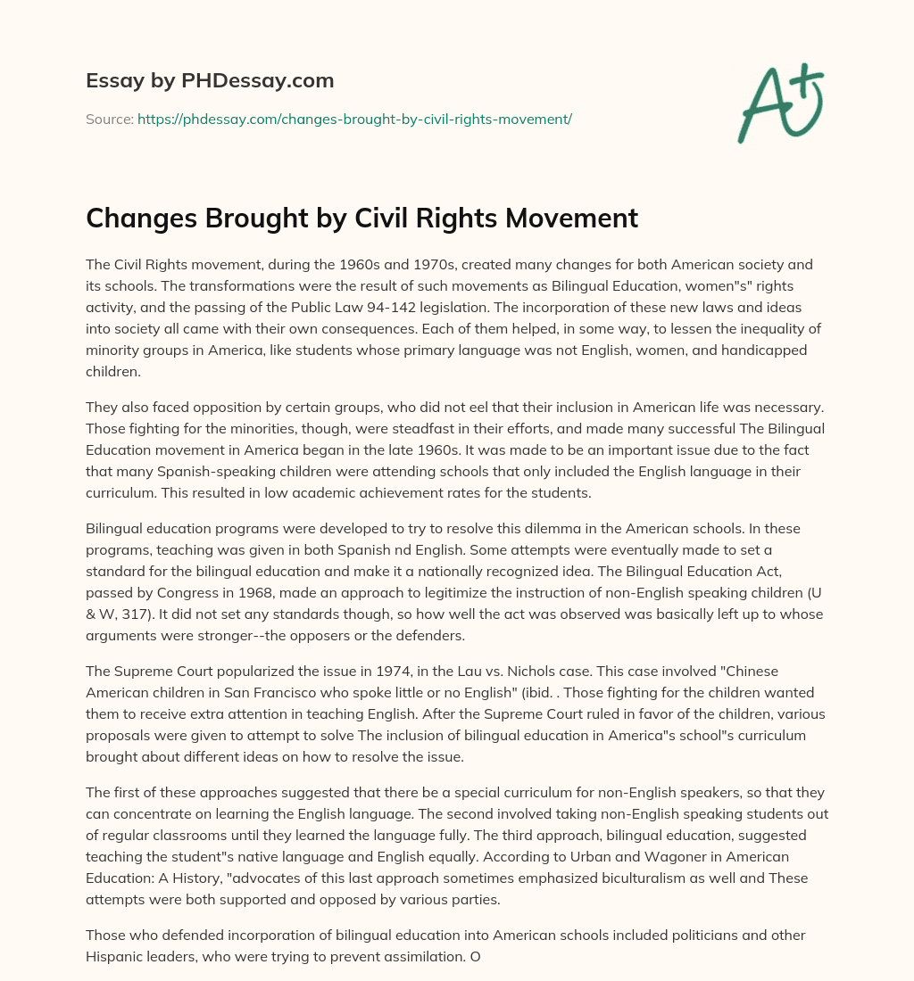 Changes Brought by Civil Rights Movement