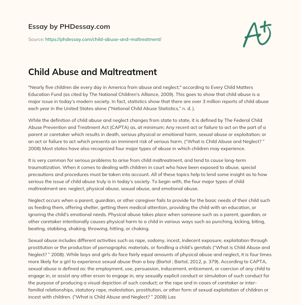 Child Abuse and Maltreatment
