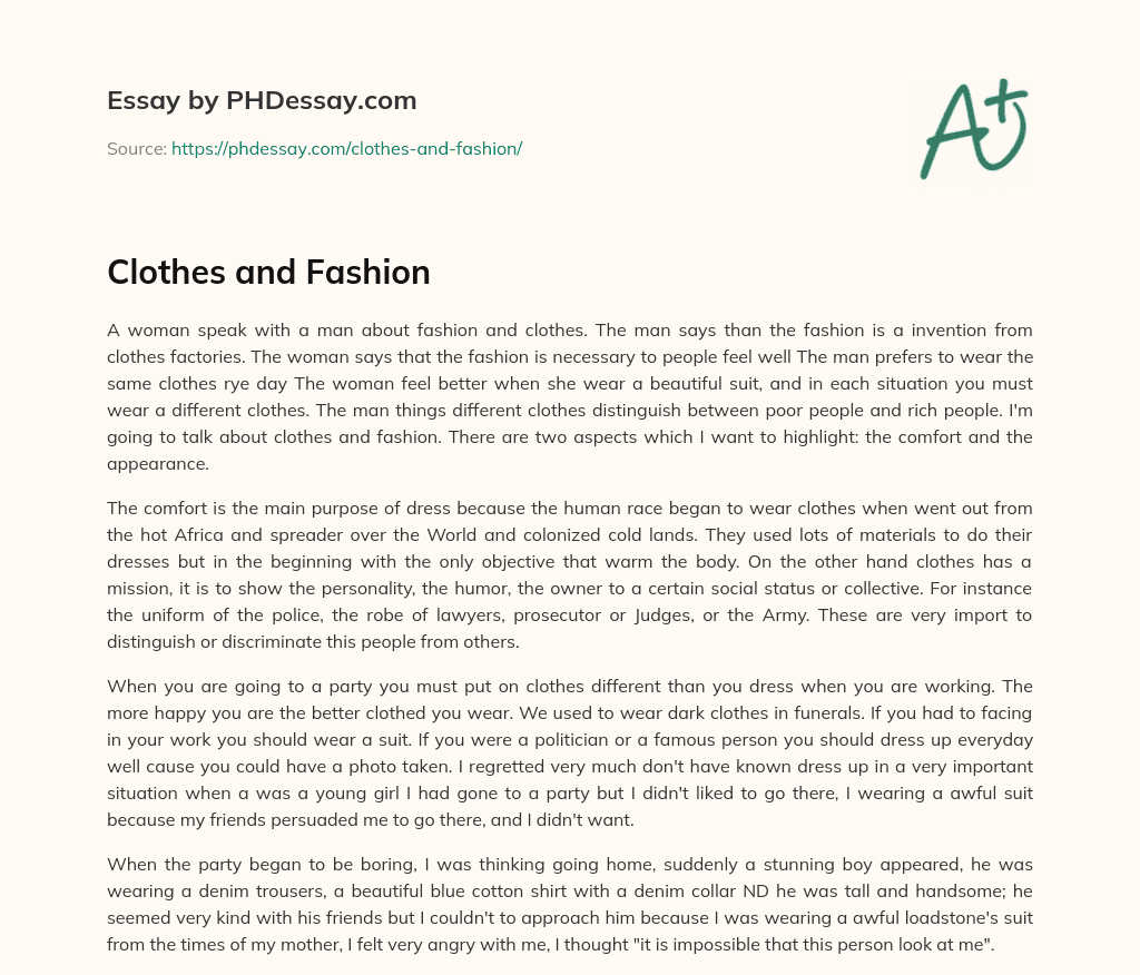 Clothes and Fashion (400 Words)