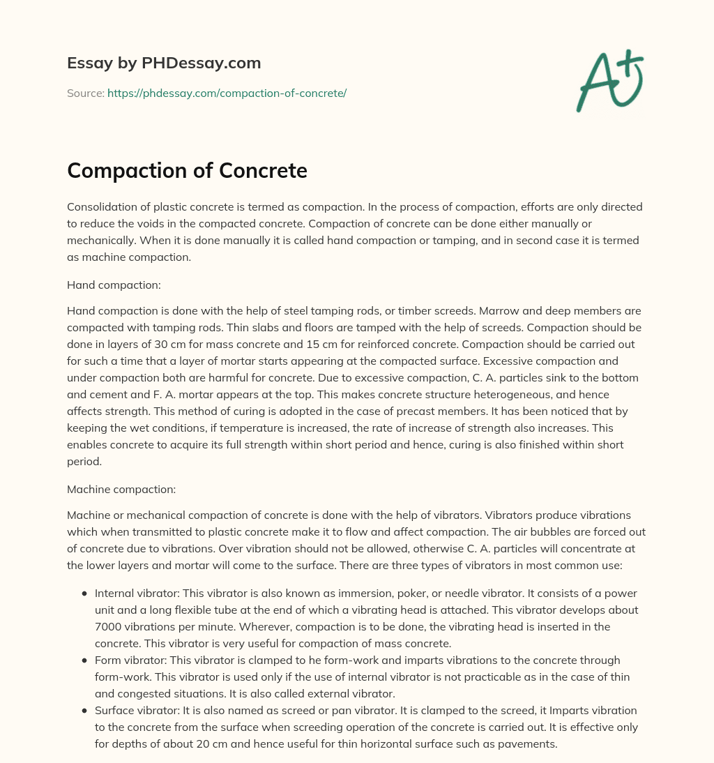 Compaction of Concrete (500 Words)