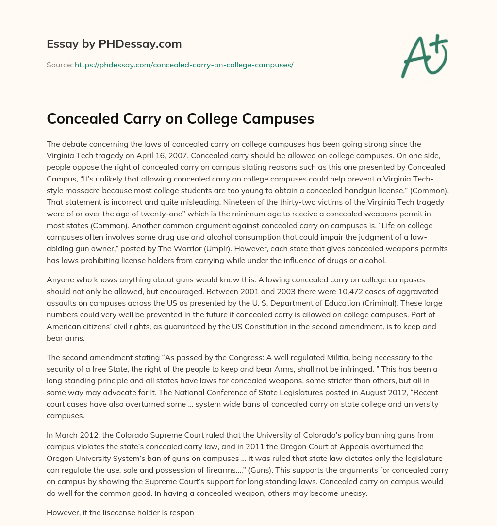 Concealed Carry on College Campuses