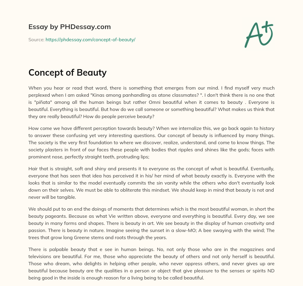 Concept of Beauty (400 Words)